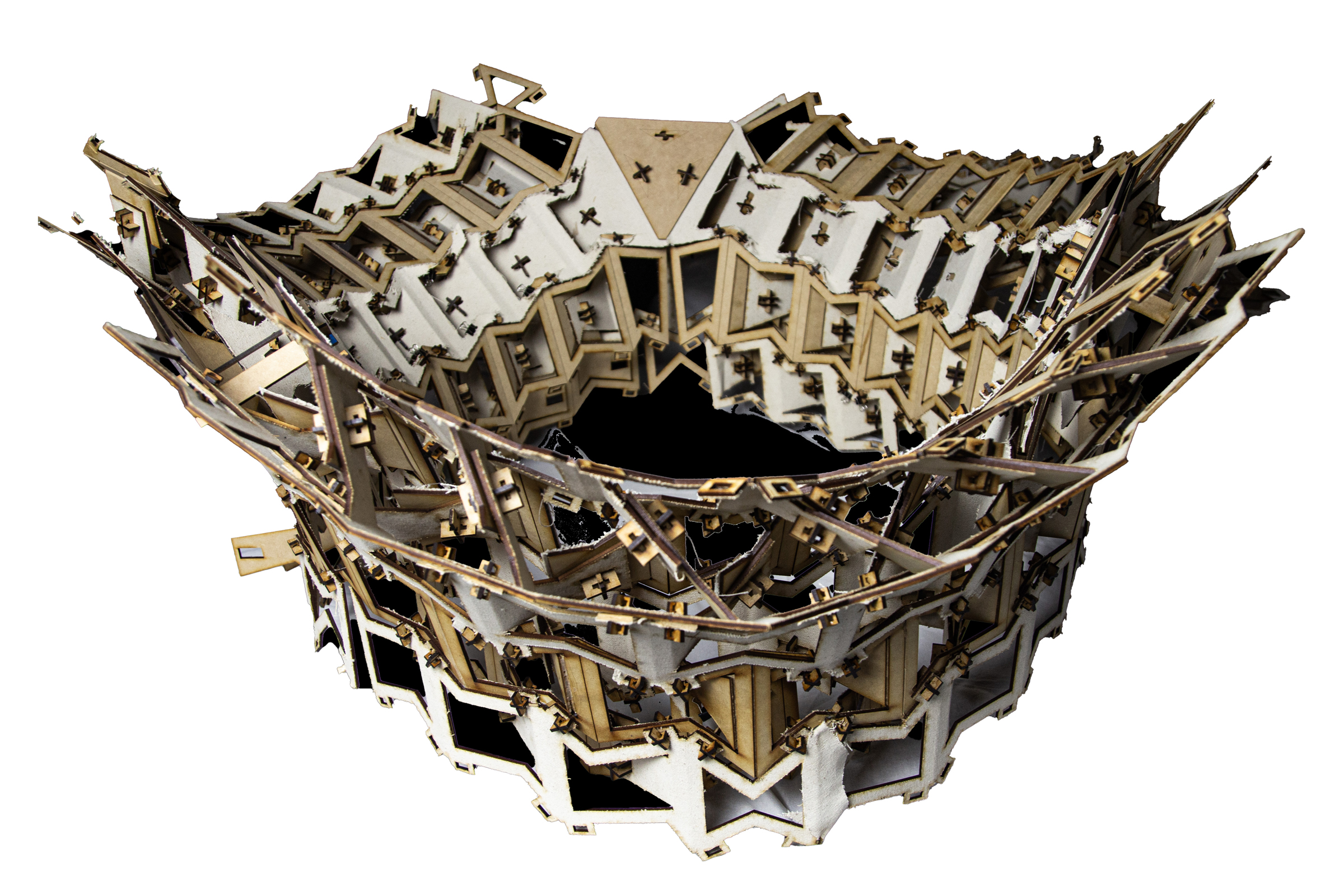 A 3D rendering of a structure that looks almost like a crown.