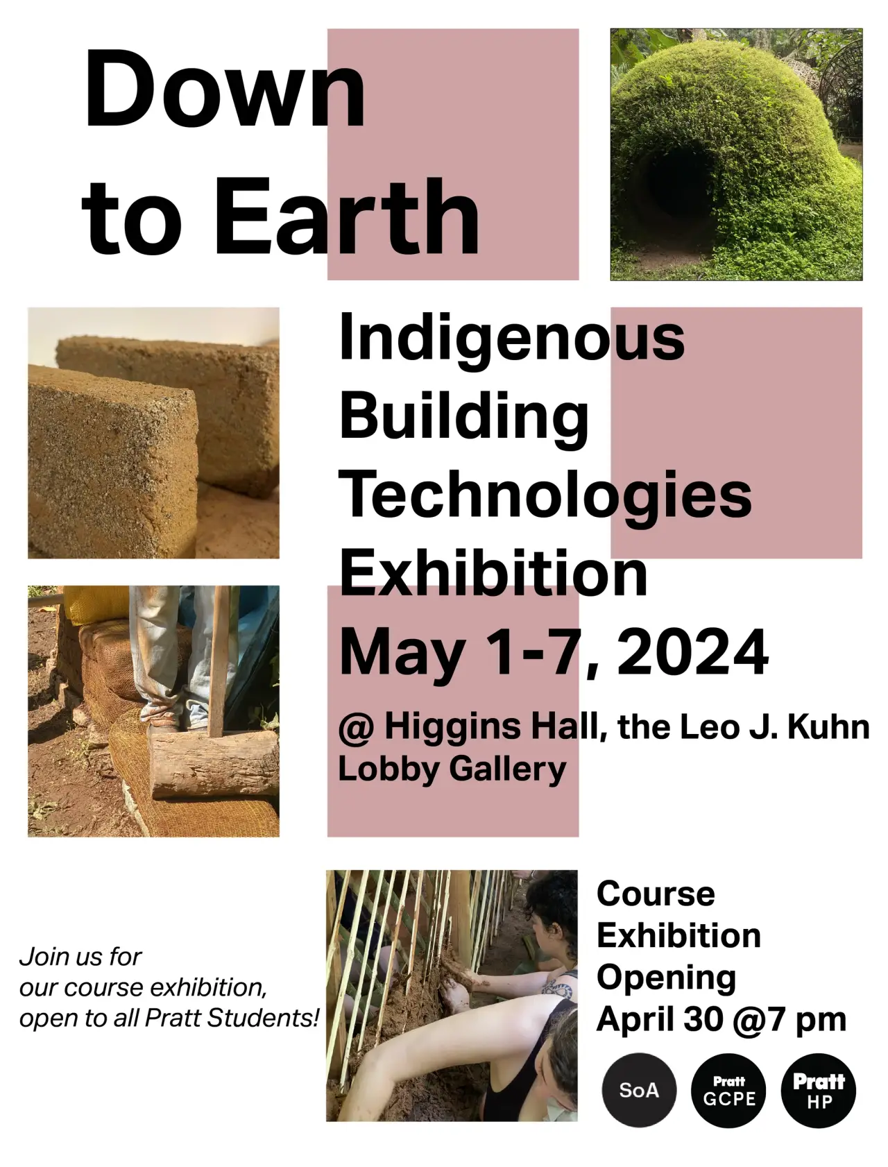 Event Flyer with images of people working with green walls and construction with soil.4