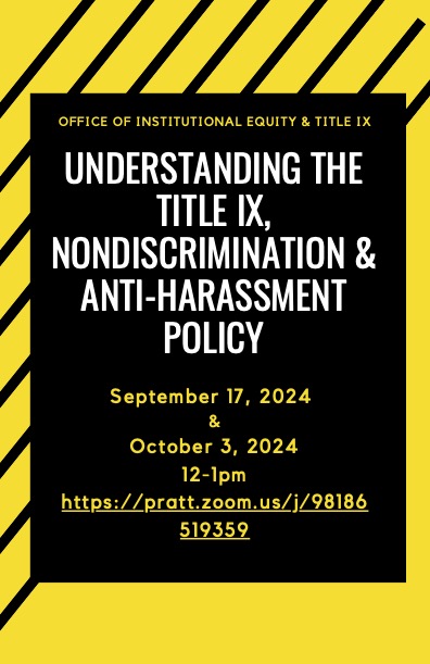 The image features a poster with a bold design, using a black and yellow diagonal striped background. Text on the poster reads: 